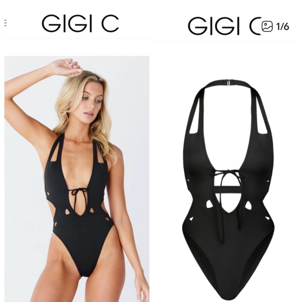 GIGI C Black Cutout One-Piece Swim